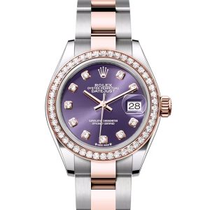 LADY-DATEJUST-(Oyster, 28 mm, Oystersteel, Everose gold and diamonds)