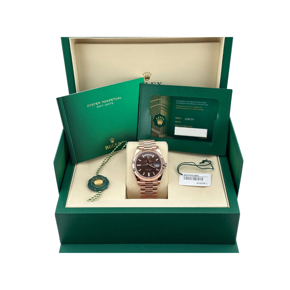 Rolex Day-Date 40mm 228235 Rose Gold Chocolate Roman Dial (2025) - Image 13