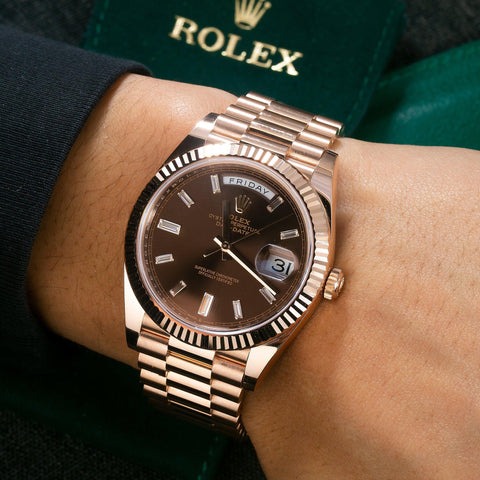 Rolex President Day-Date 40mm Rose Gold Chocolate Diamond Watch 228235 - Image 2