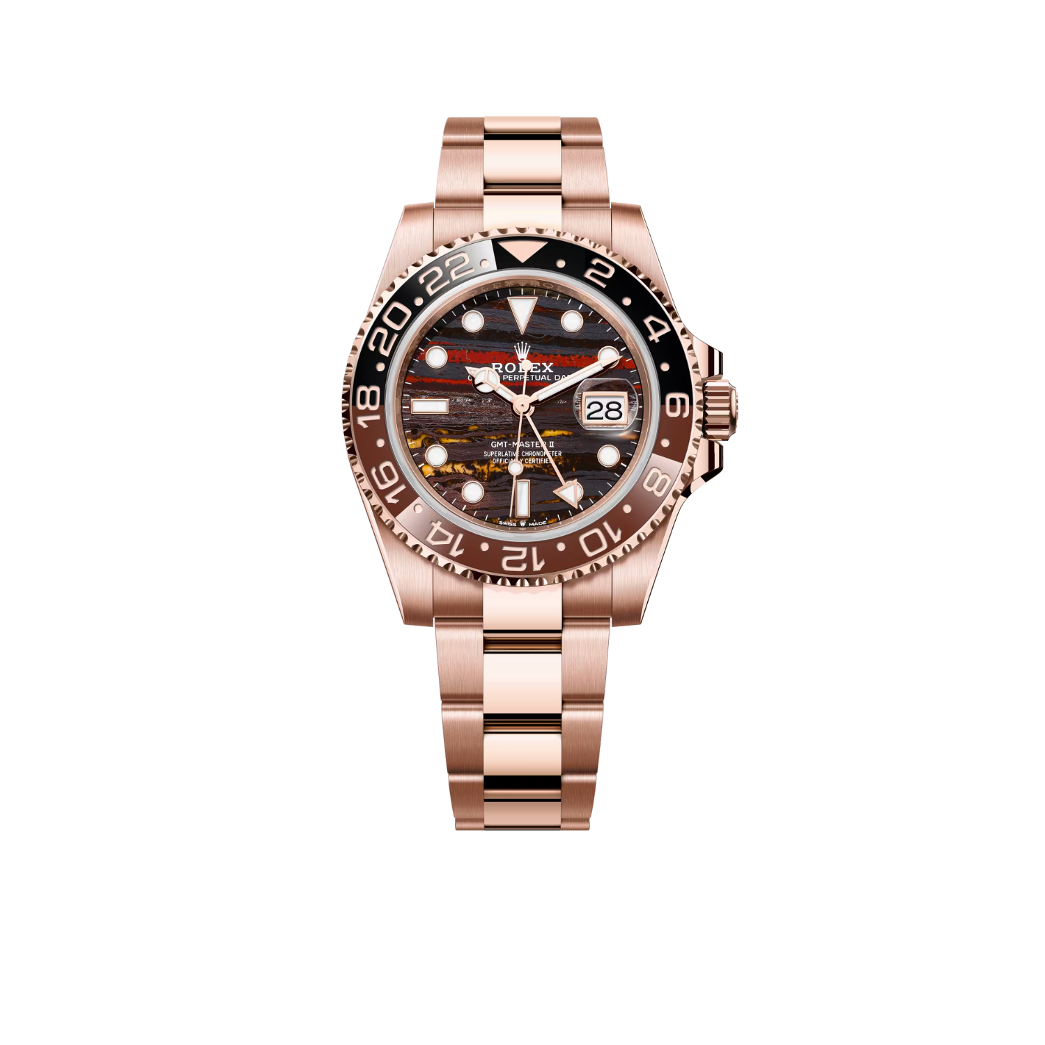 Rolex GMT-Master II 40mm Rose Gold Tiger Iron Dial Oyster 126715CHNR