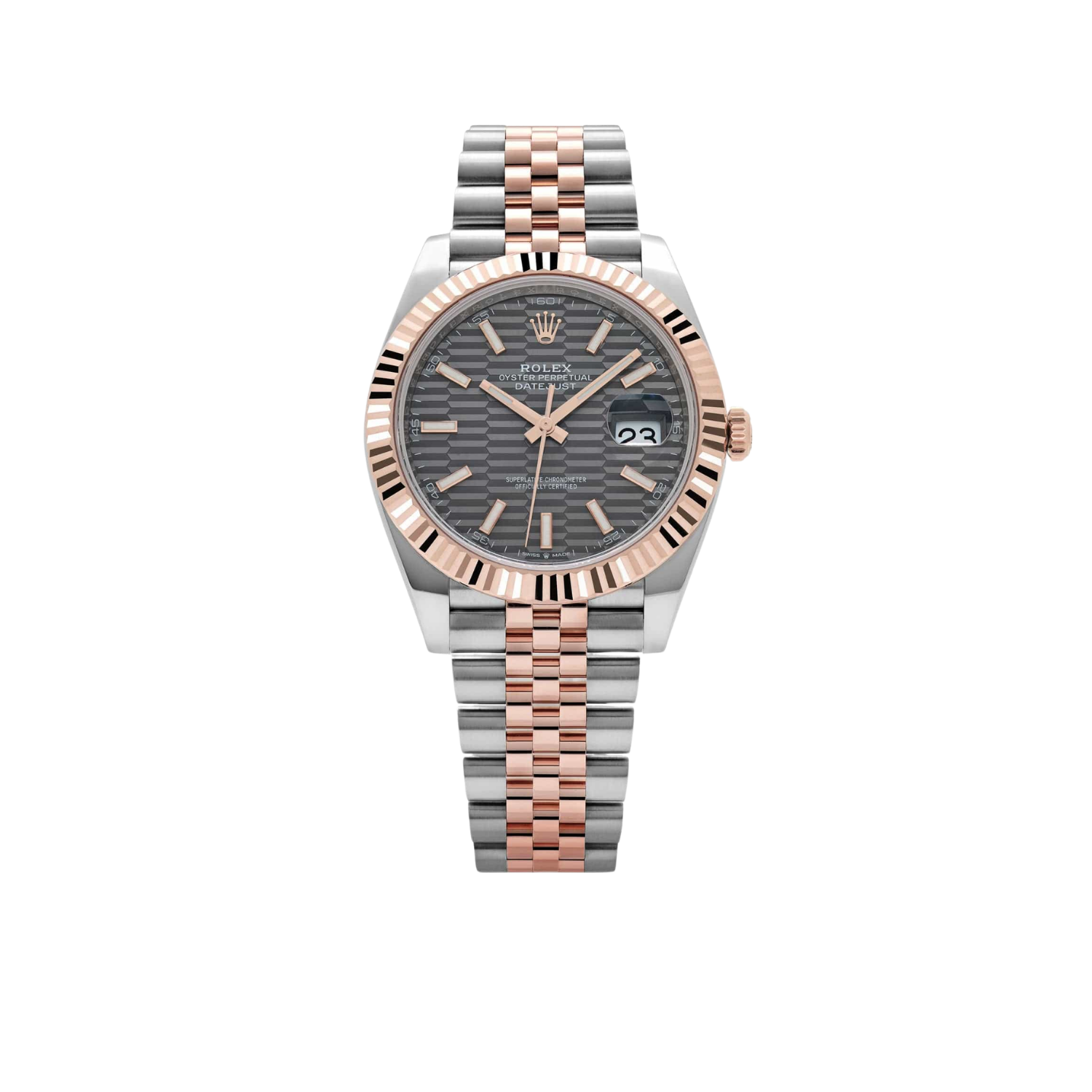 Rolex Datejust 41 126331 Rose Gold Stainless Steel Grey Motif Dial Jubilee