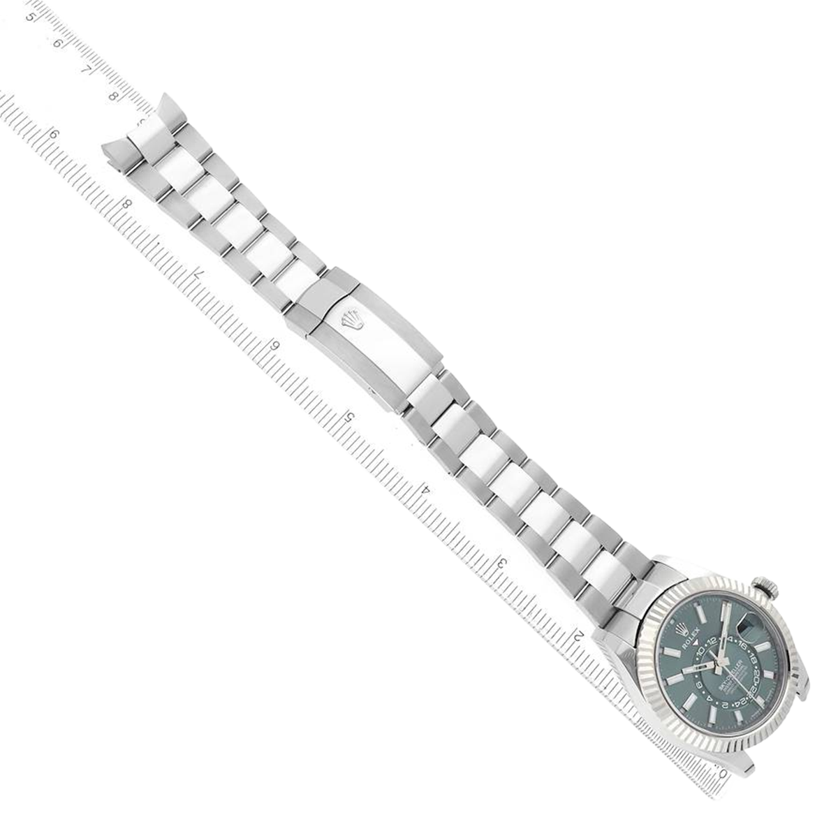 Rolex Sky-Dweller 42mm Steel White Gold Green Dial Mens Watch 336934 - Image 8