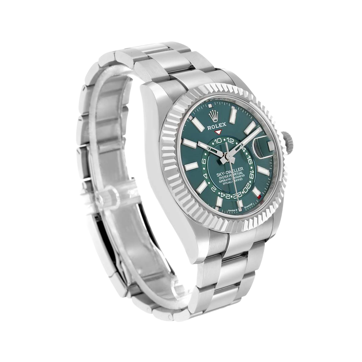 Rolex Sky-Dweller 42mm Steel White Gold Green Dial Mens Watch 336934 - Image 2