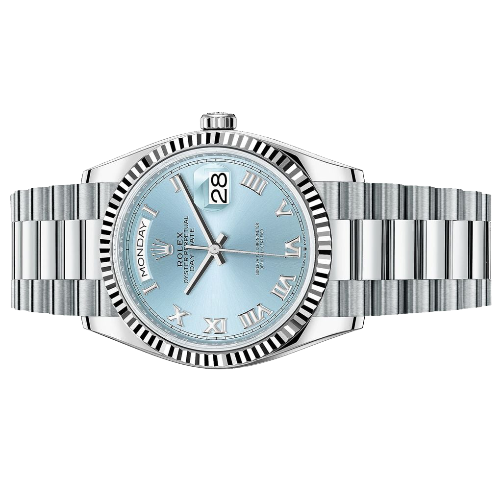 Rolex President Day-Date 36mm Platinum Ice Blue Mens Watch 128236-0008 - Image 3