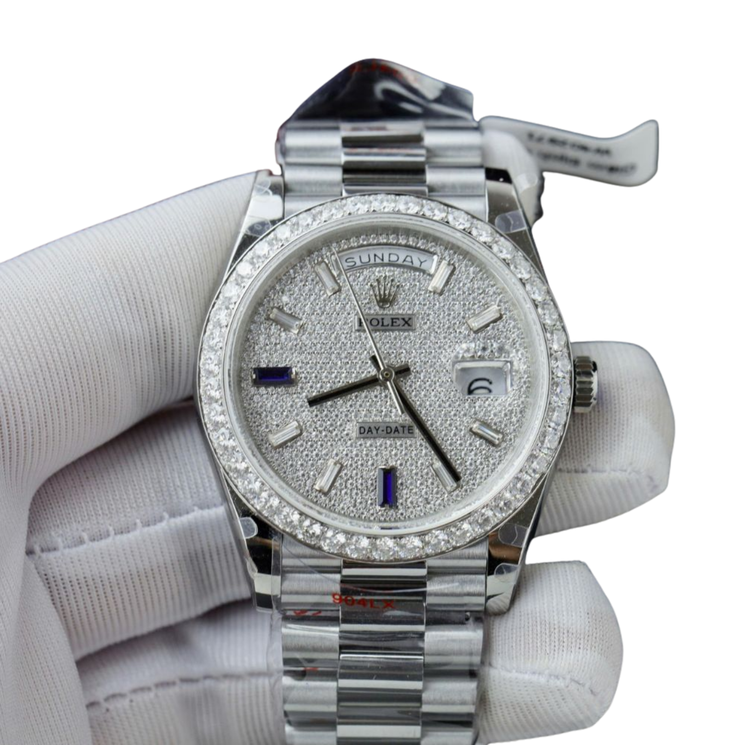 Rolex Day-Date 40 President White Gold Diamond Paved Dial with Sapphires 228349RBR - Image 2