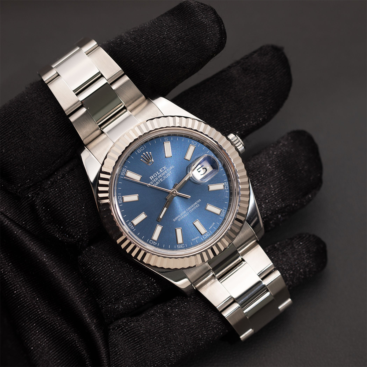 Rolex Datejust 116334 Fluted Bezel Watch 41mm Blue Index Dial - Image 2