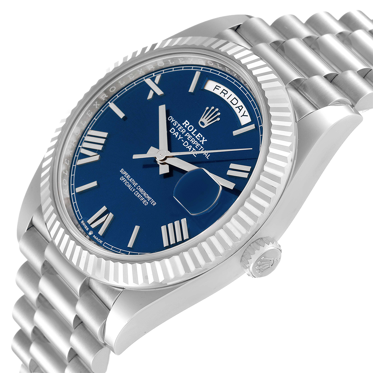 Rolex President Day-Date 40mm Blue Dial Platinum Mens Watch 228236 - Image 5
