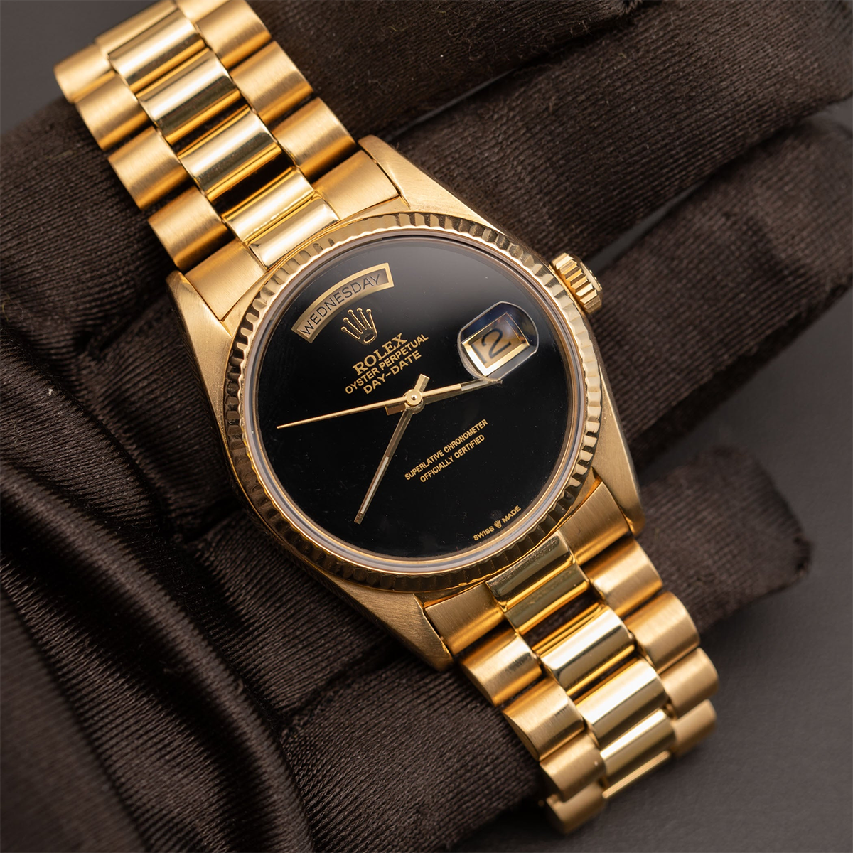 Presidential Rolex Day-Date 18038 Watch 36mm Black Onyx Dial 18K Yellow Gold - Image 2