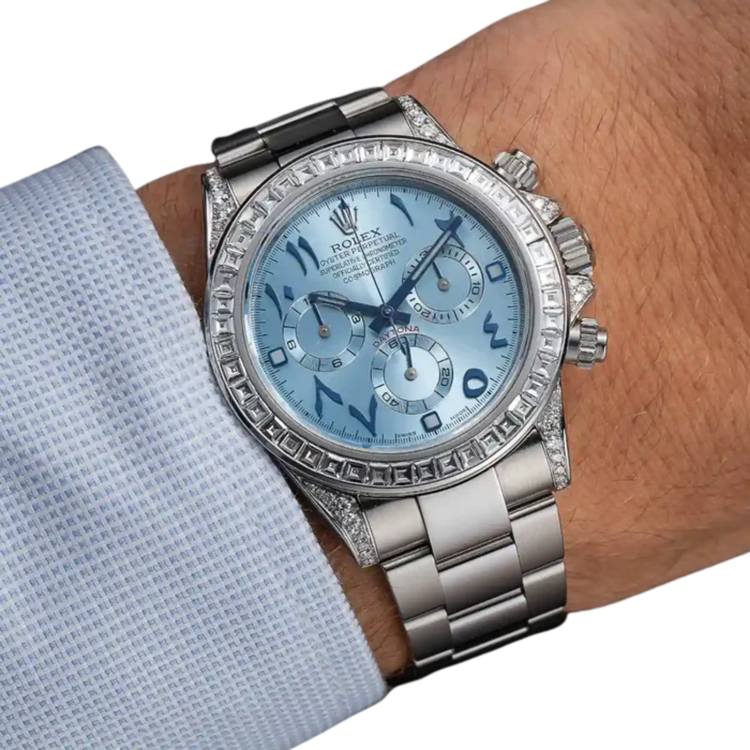 Rolex Daytona 40mm Baguette Diamond Bezel IceBlue Arabic Dial 116576TBR-0005 - Image 2