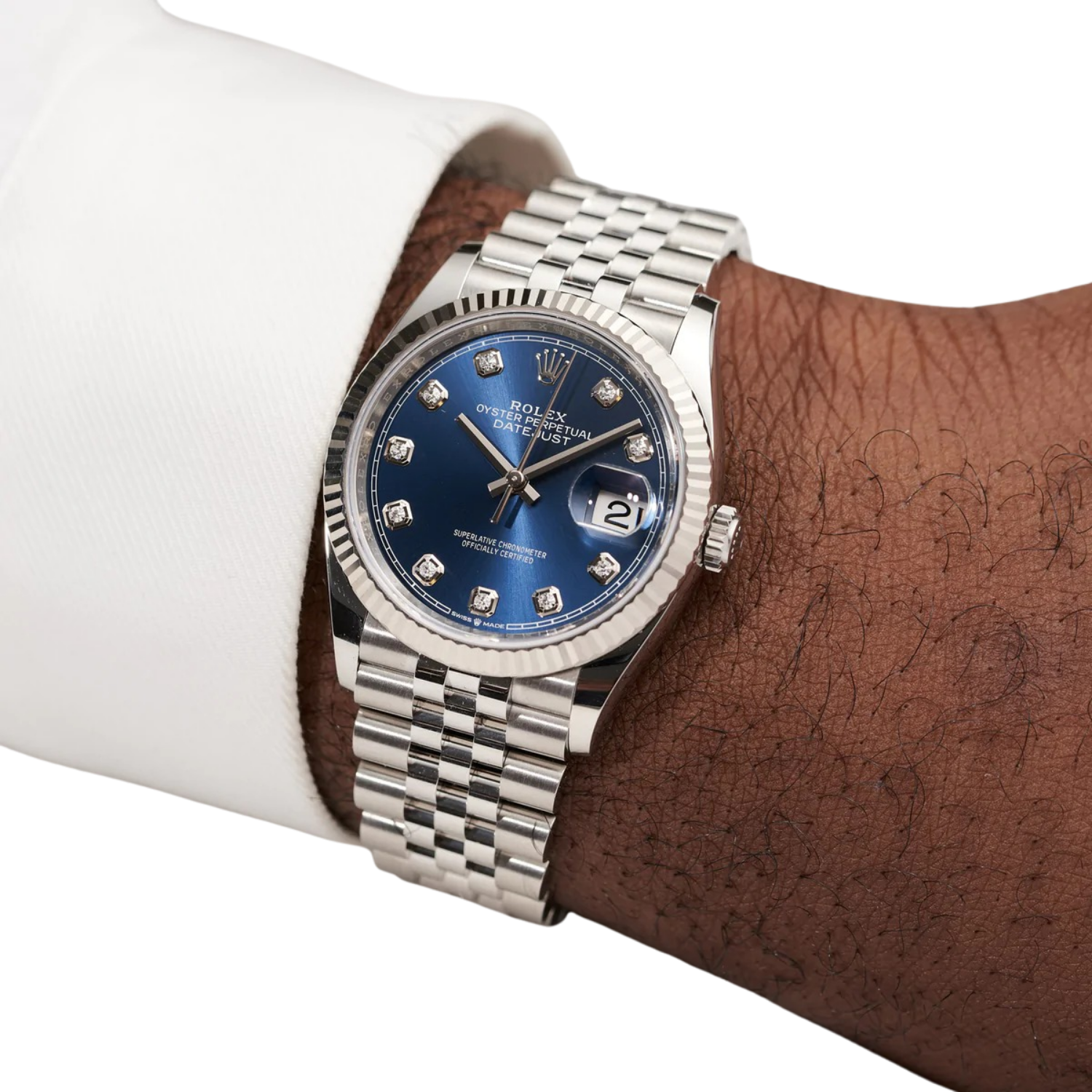Rolex Datejust 36mm Steel & White Gold Blue Dial Diamonds m126334-0016 - Image 2