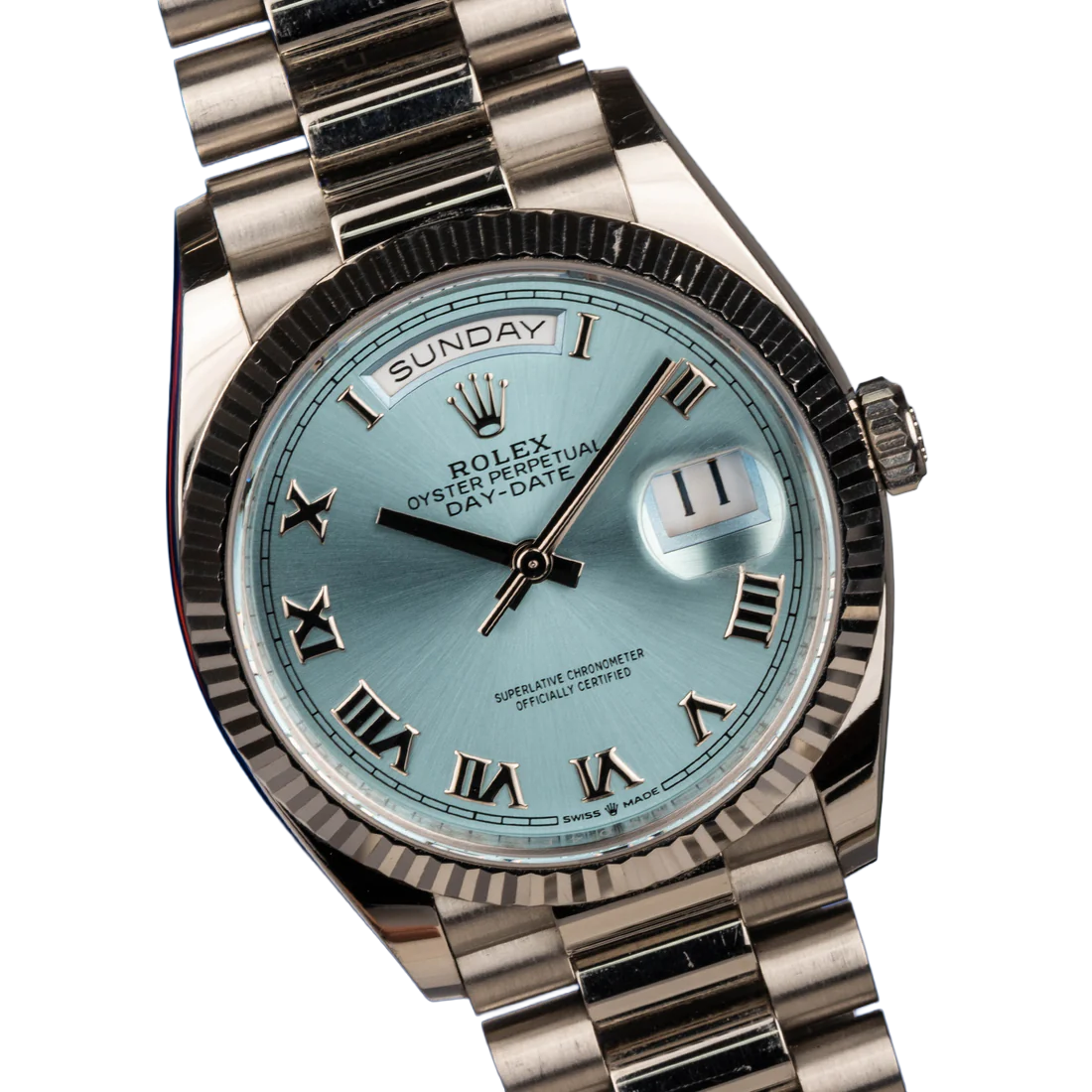 Rolex President Day-Date 36mm Platinum Ice Blue Mens Watch 128236-0008 - Image 4