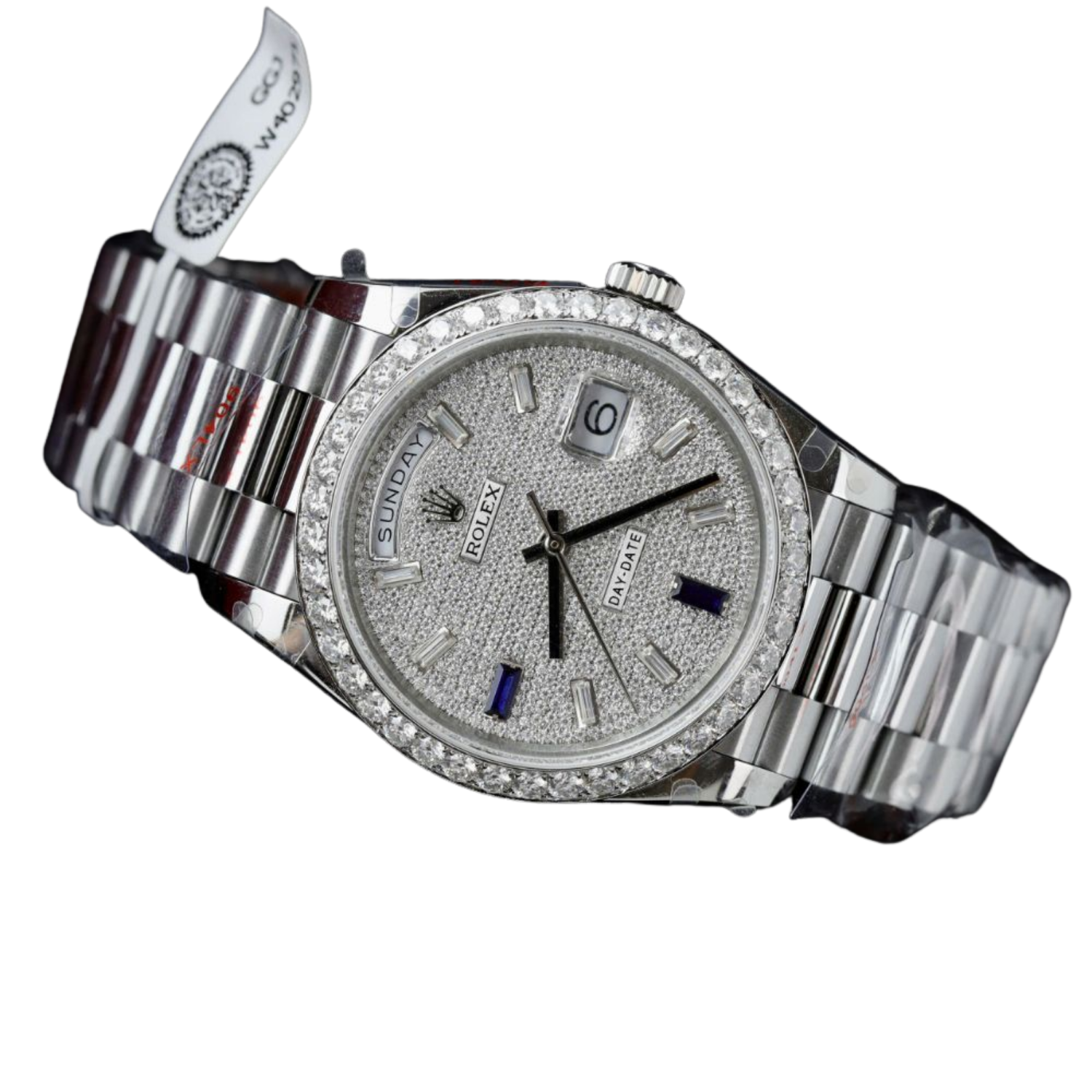 Rolex Day-Date 40 President White Gold Diamond Paved Dial with Sapphires 228349RBR - Image 3