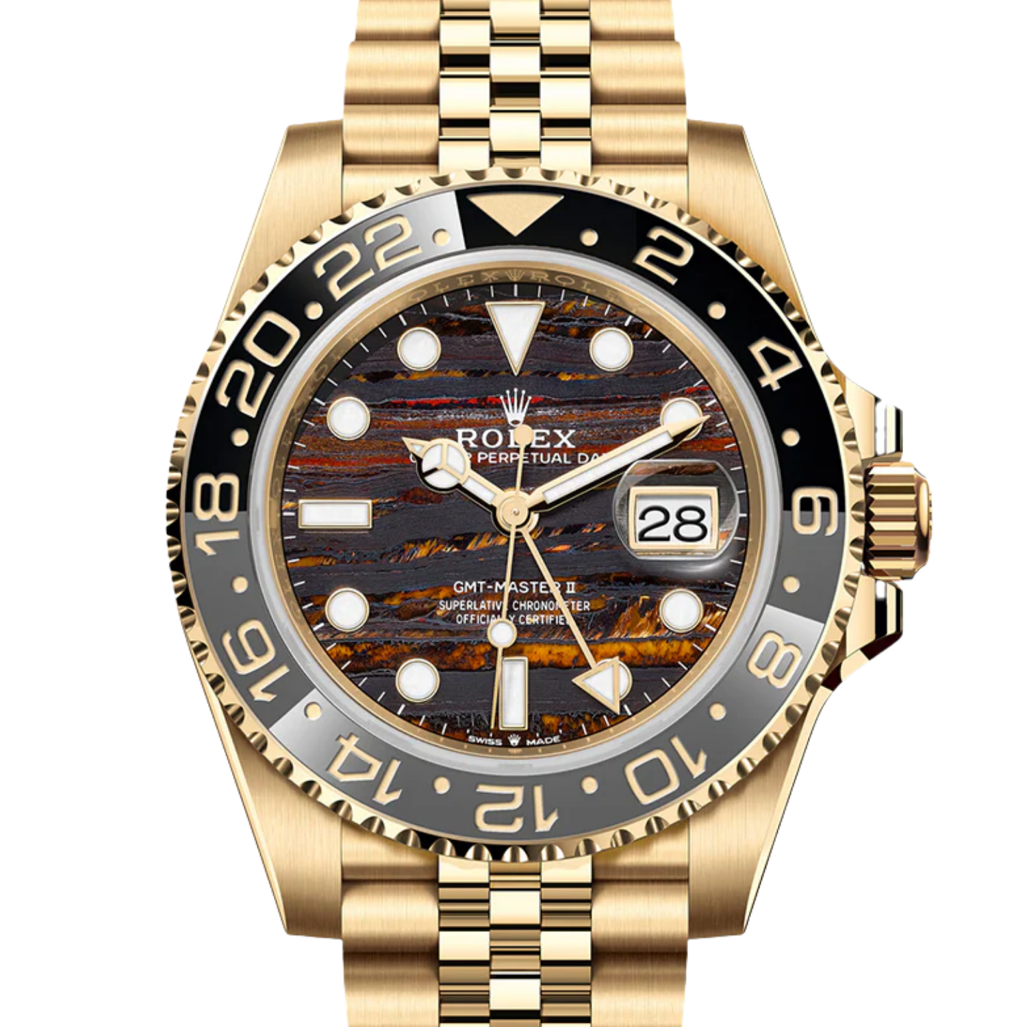 Rolex GMT-Master II 40mm Yellow Gold Tiger Iron Dial Jubilee 126718GRNR - Image 4