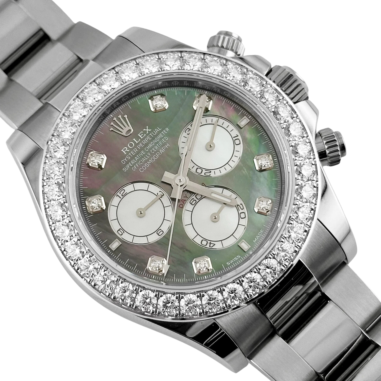 Rolex Daytona 40mm Oyster White Gold Black and White Mother of Pearl Diamond Dial & Bezel 126579RBR - Image 3