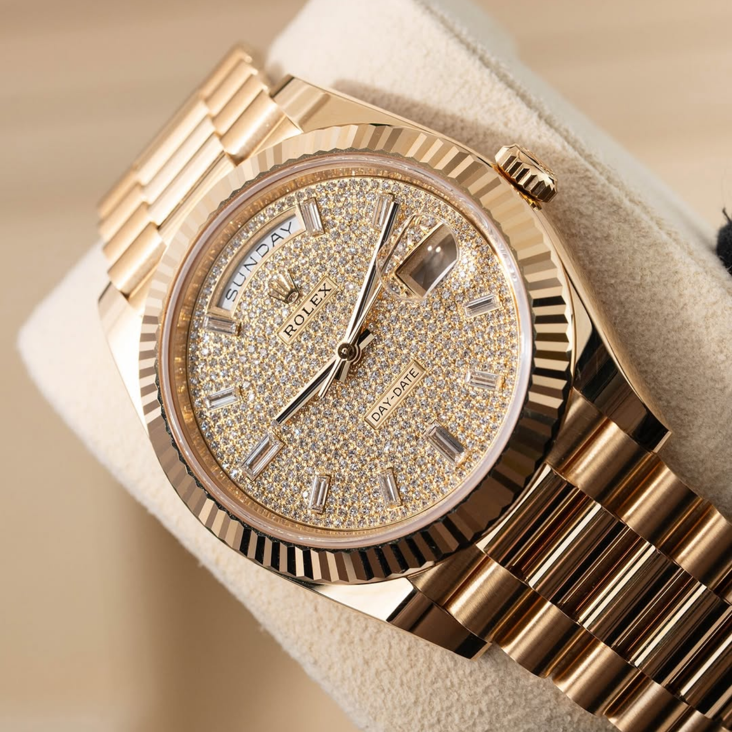 Rolex Day-Date 40 President Yellow Gold Diamond Paved Dial 228238-0054 - Image 6