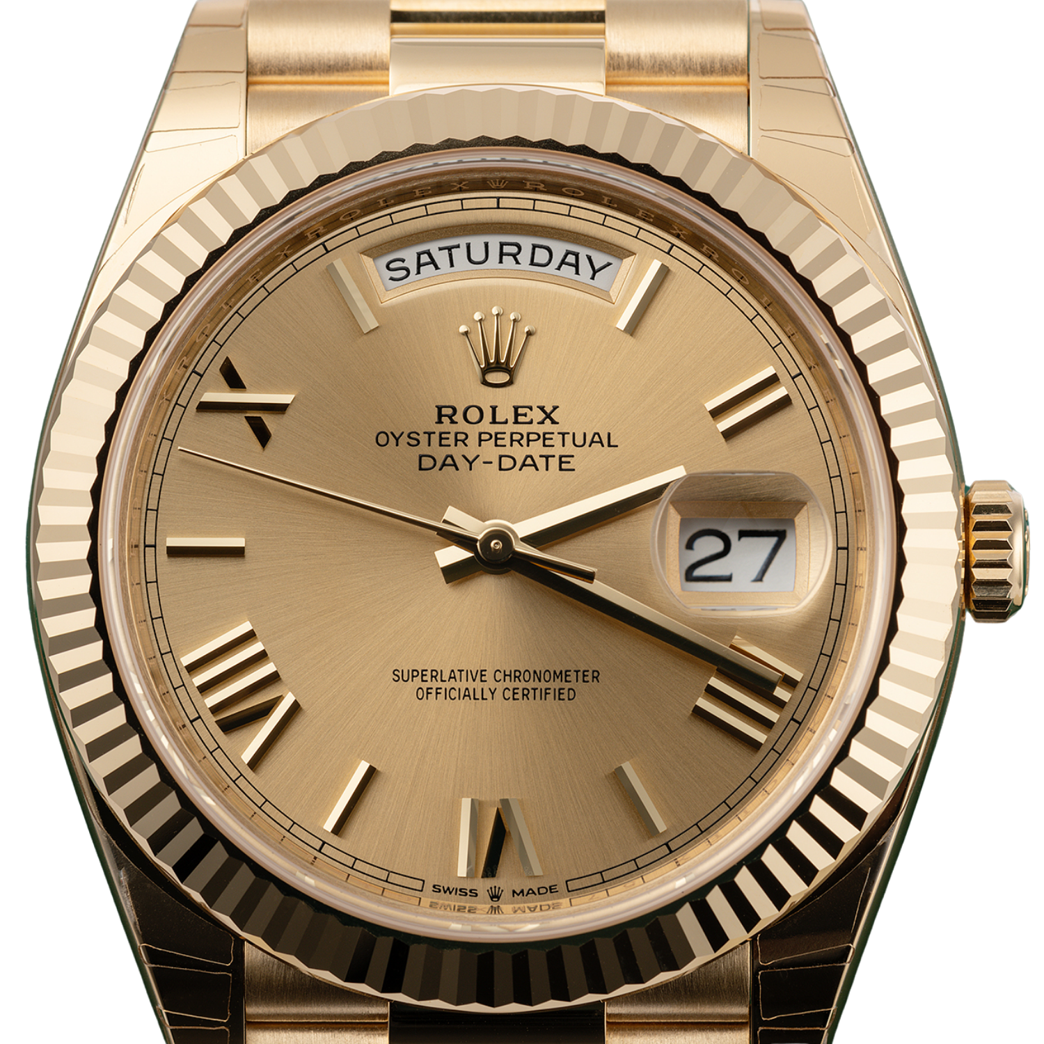 Rolex Day-Date 40mm Yellow Gold Champagne Roman Dial m228238-0006 - Image 3