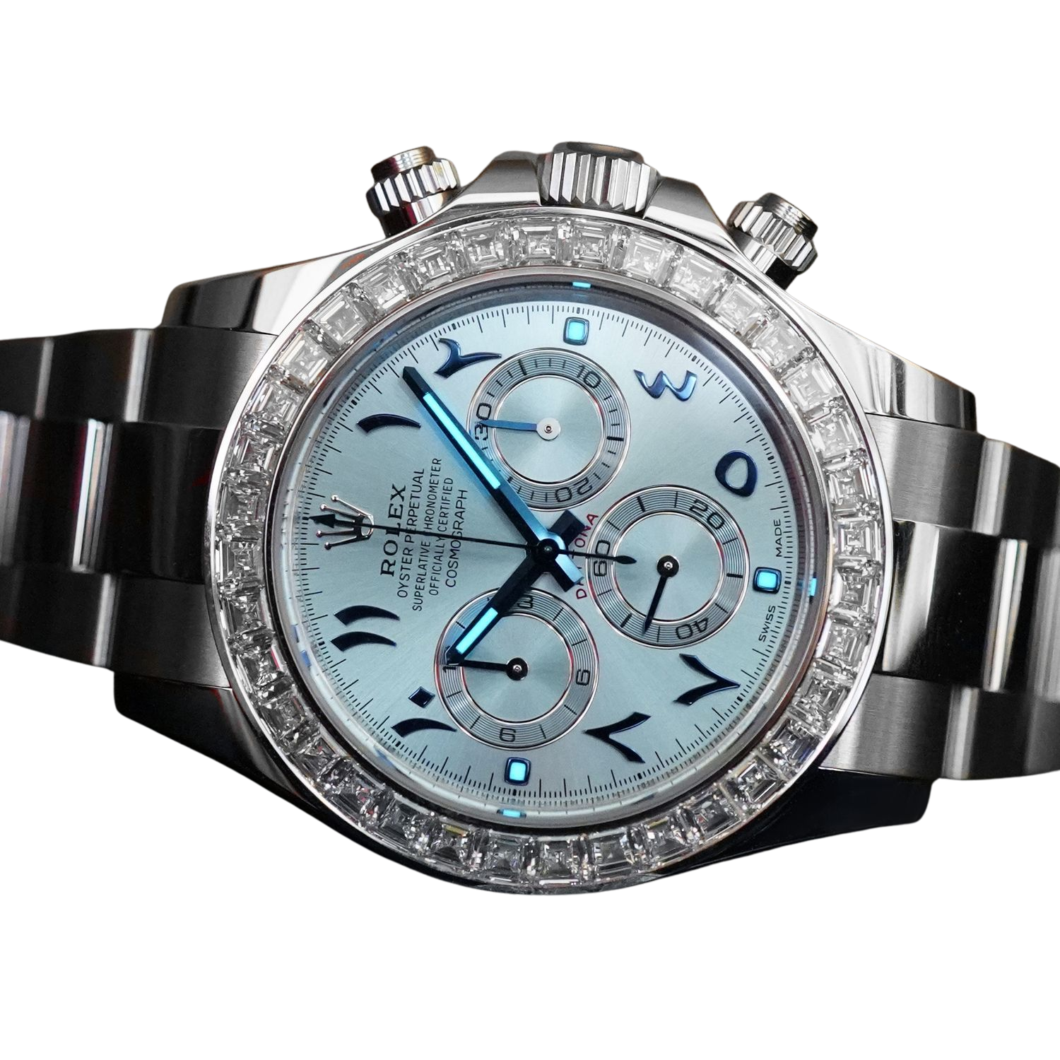 Rolex Daytona 40mm Baguette Diamond Bezel IceBlue Arabic Dial 116576TBR-0005 - Image 4