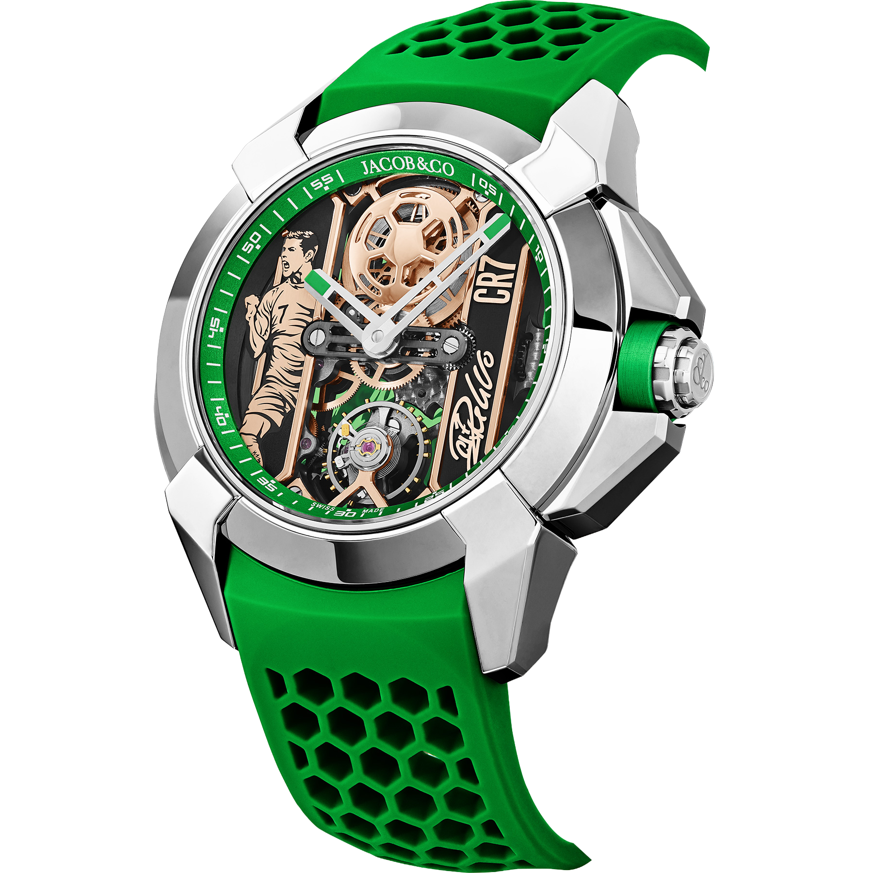 Jacob & Co. Epic X CR7 44mm Heart of CR7 Stainless Steel Green on Strap EX120.10.AD.AA.ABRUA - Image 6