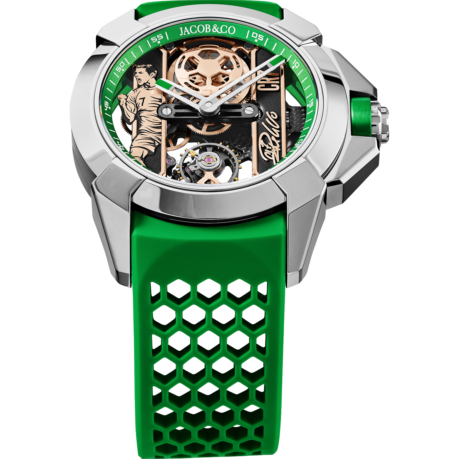 Jacob & Co. Epic X CR7 44mm Heart of CR7 Stainless Steel Green on Strap EX120.10.AD.AA.ABRUA - Image 7