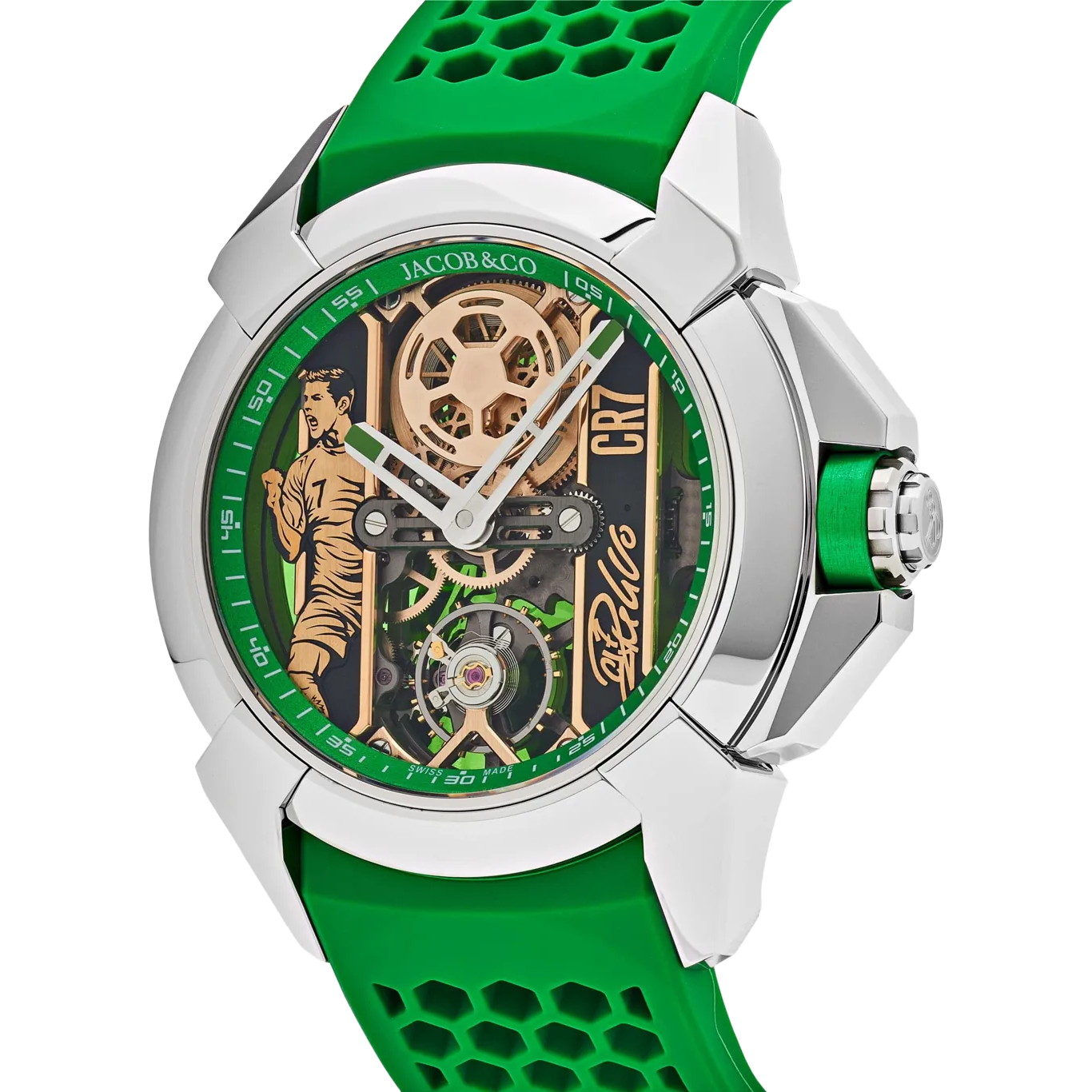 Jacob & Co. Epic X CR7 44mm Heart of CR7 Stainless Steel Green on Strap EX120.10.AD.AA.ABRUA - Image 3