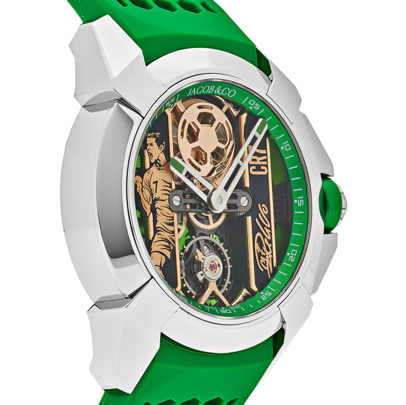 Jacob & Co. Epic X CR7 44mm Heart of CR7 Stainless Steel Green on Strap EX120.10.AD.AA.ABRUA - Image 4
