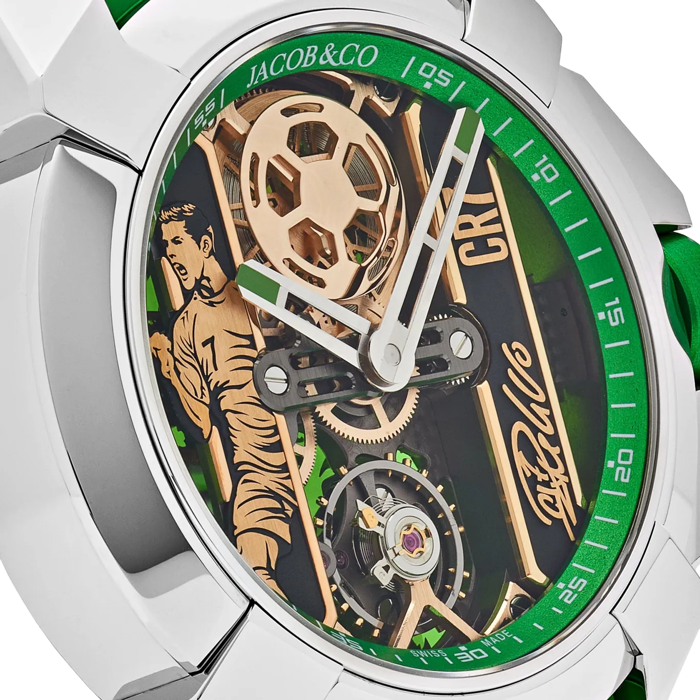 Jacob & Co. Epic X CR7 44mm Heart of CR7 Stainless Steel Green on Strap EX120.10.AD.AA.ABRUA - Image 5