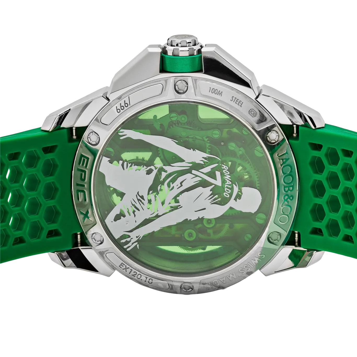 Jacob & Co. Epic X CR7 44mm Heart of CR7 Stainless Steel Green on Strap EX120.10.AD.AA.ABRUA - Image 8