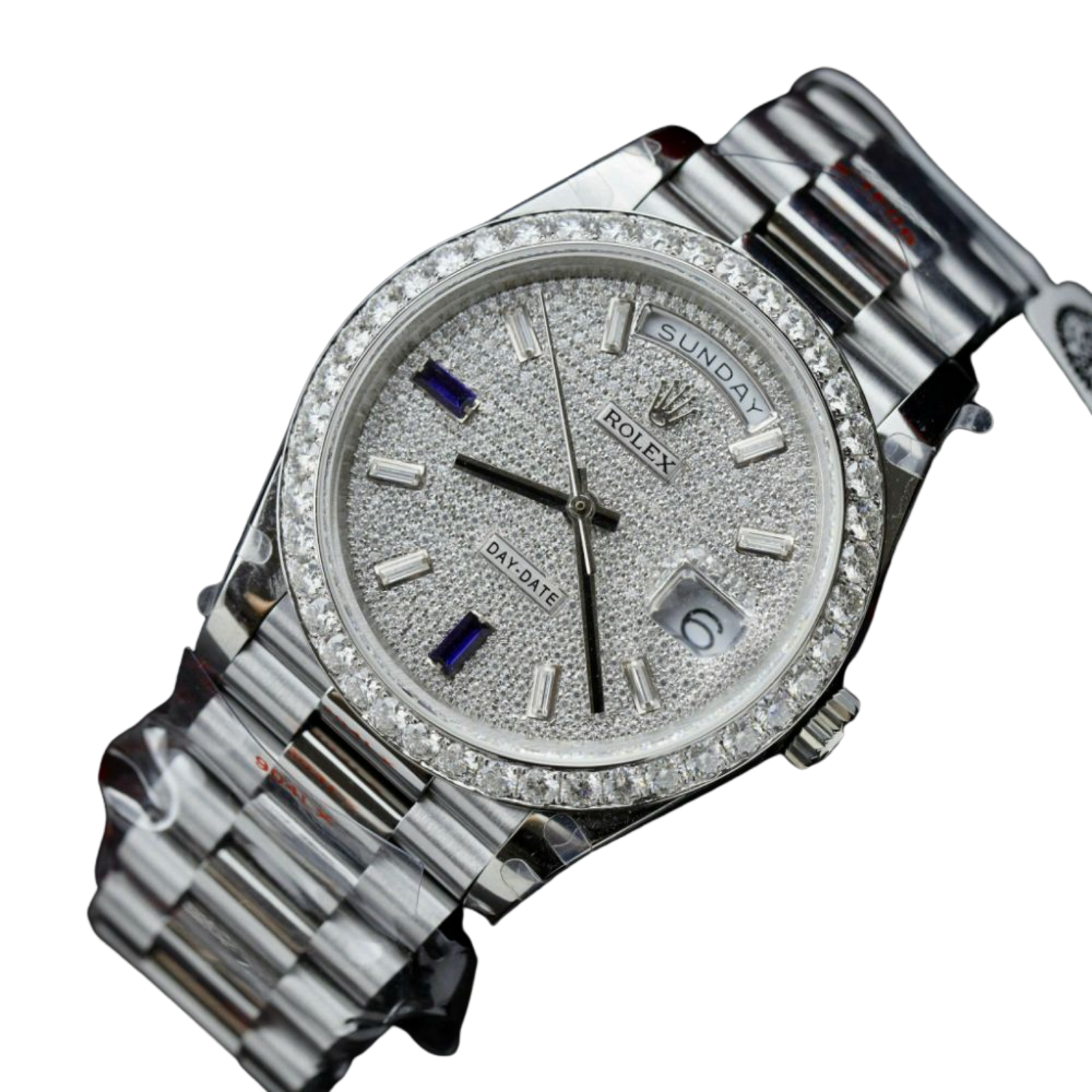 Rolex Day-Date 40 President White Gold Diamond Paved Dial with Sapphires 228349RBR - Image 5