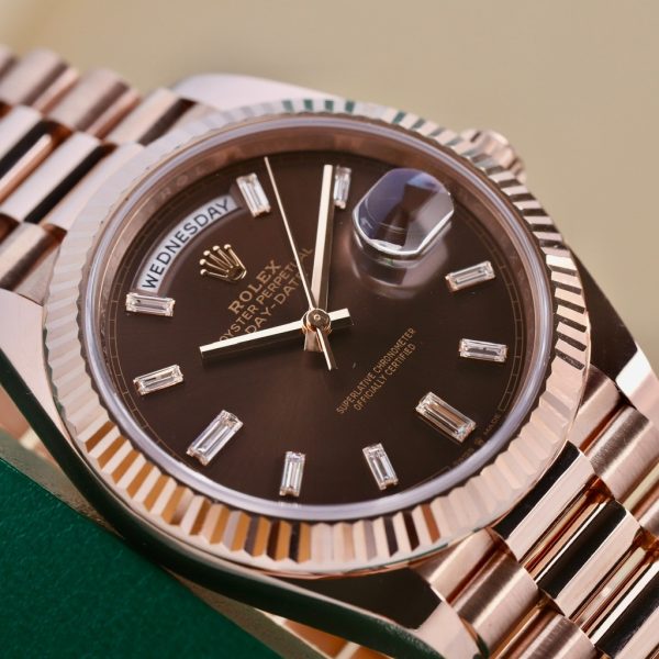 Rolex President Day-Date 40mm Rose Gold Chocolate Diamond Watch 228235 - Image 4