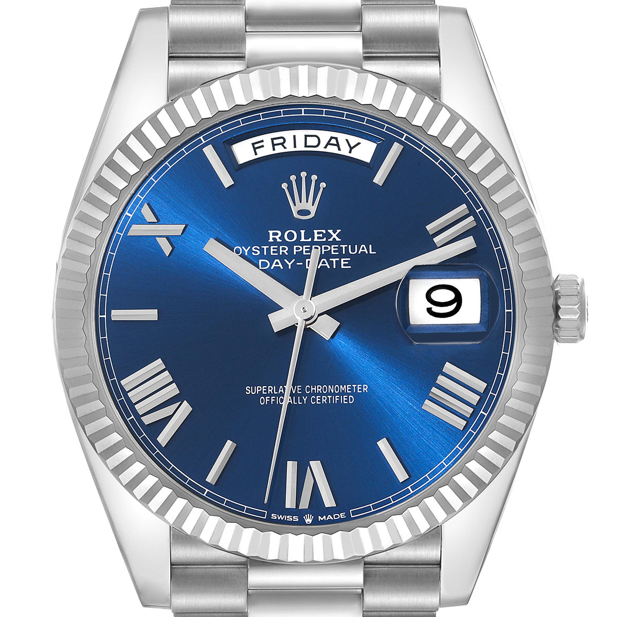 Rolex President Day-Date 40mm Blue Dial Platinum Mens Watch 228236 - Image 3