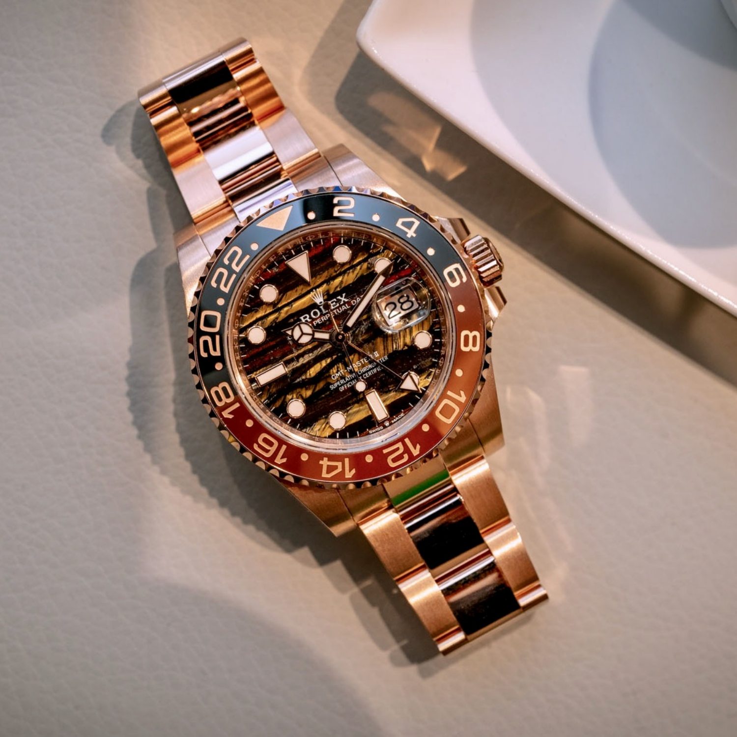 Rolex GMT-Master II 40mm Rose Gold Tiger Iron Dial Oyster 126715CHNR - Image 6