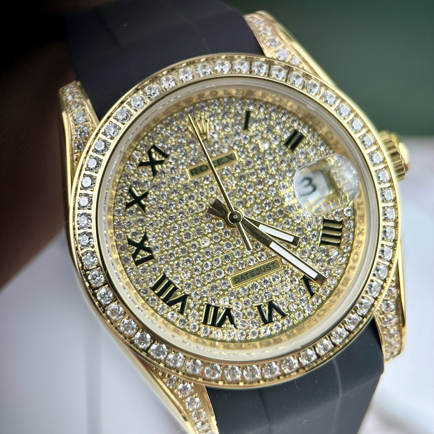 Rolex Datejust 40mm Diamond-Paved Dial Yellow Gold Men Watches - Image 8