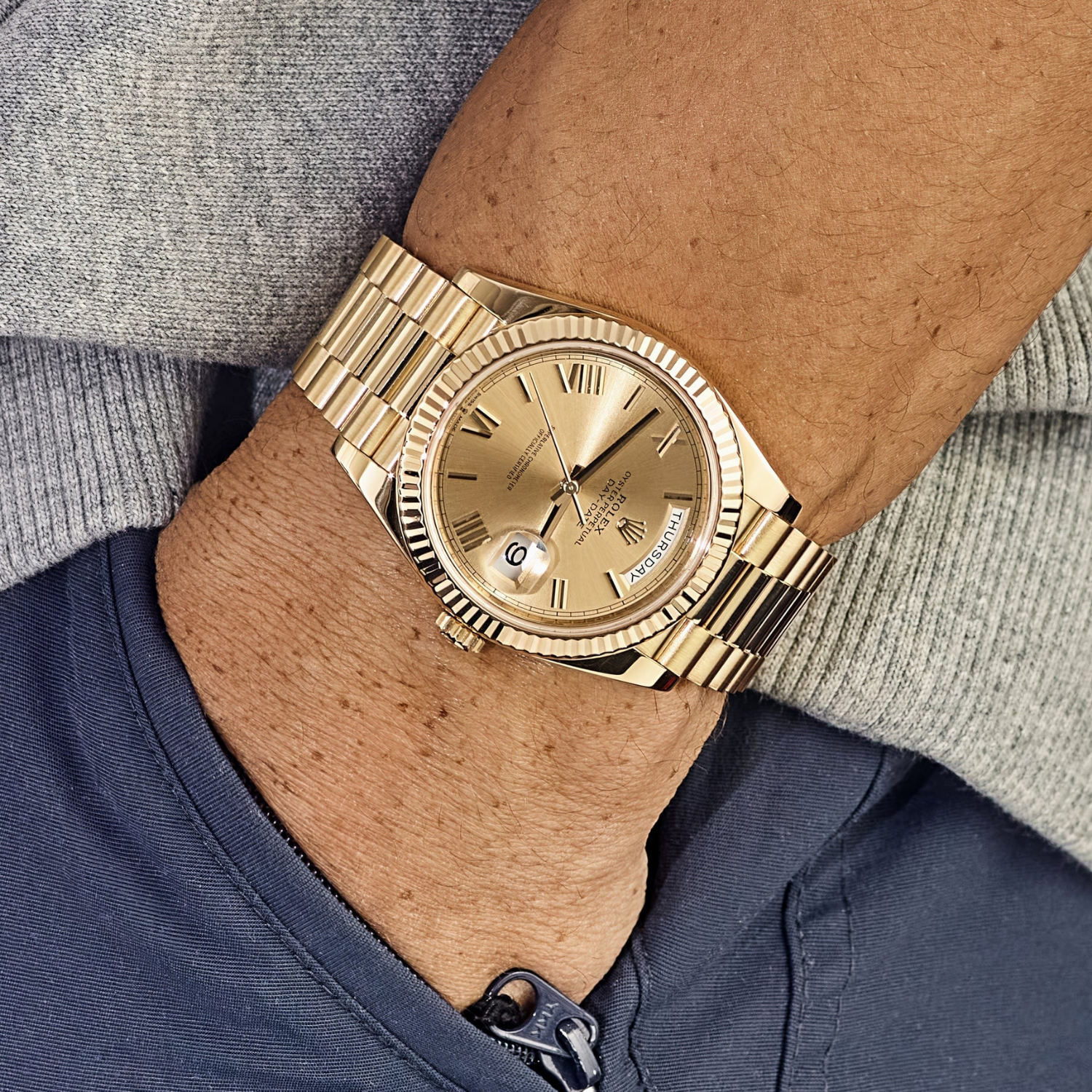 Rolex Day-Date 40mm Yellow Gold Champagne Roman Dial m228238-0006 - Image 2