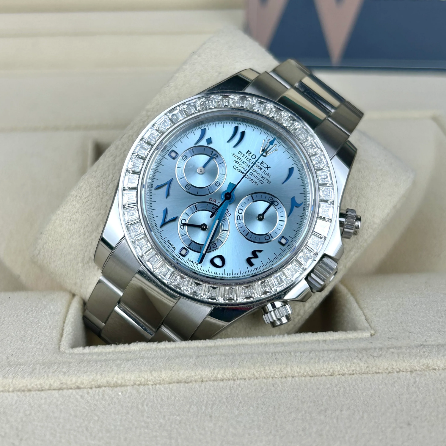 Rolex Daytona 40mm Baguette Diamond Bezel IceBlue Arabic Dial 116576TBR-0005 - Image 7