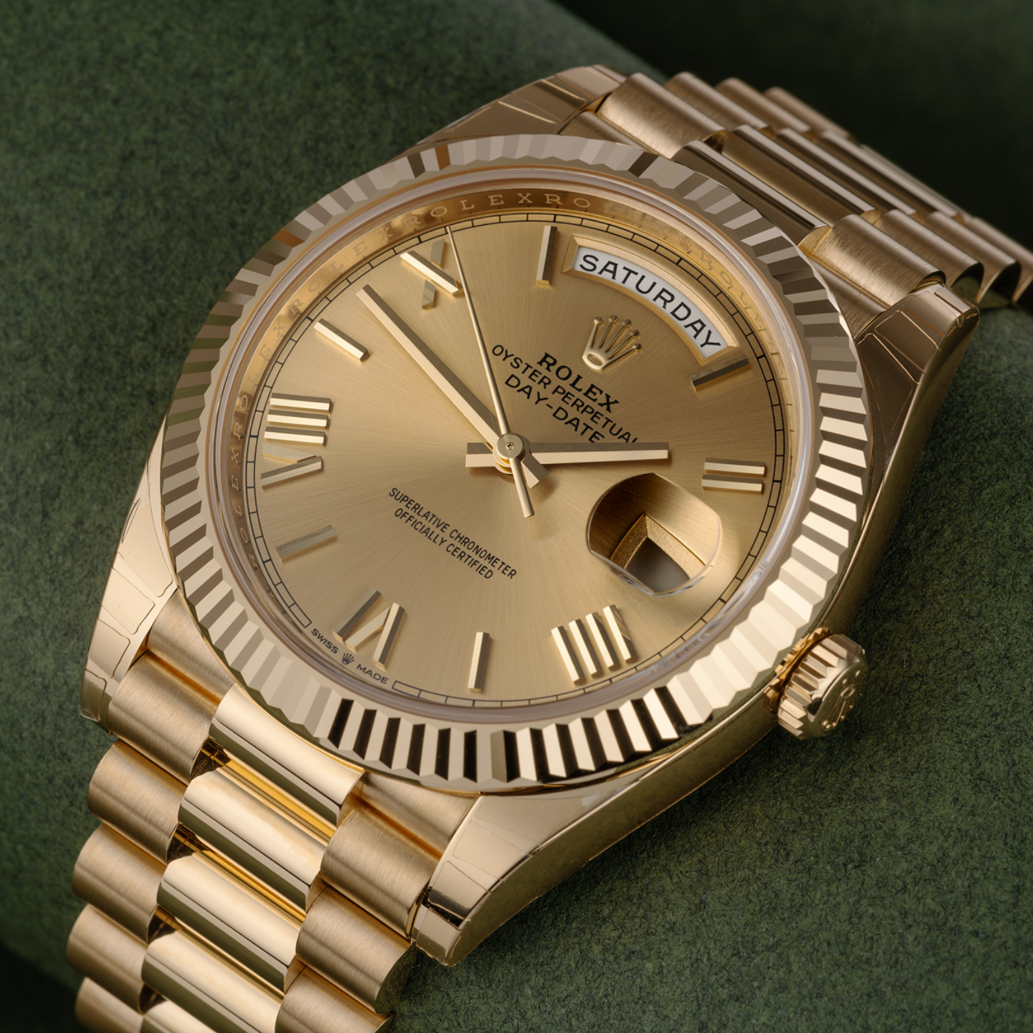 Rolex Day-Date 40mm Yellow Gold Champagne Roman Dial m228238-0006 - Image 5