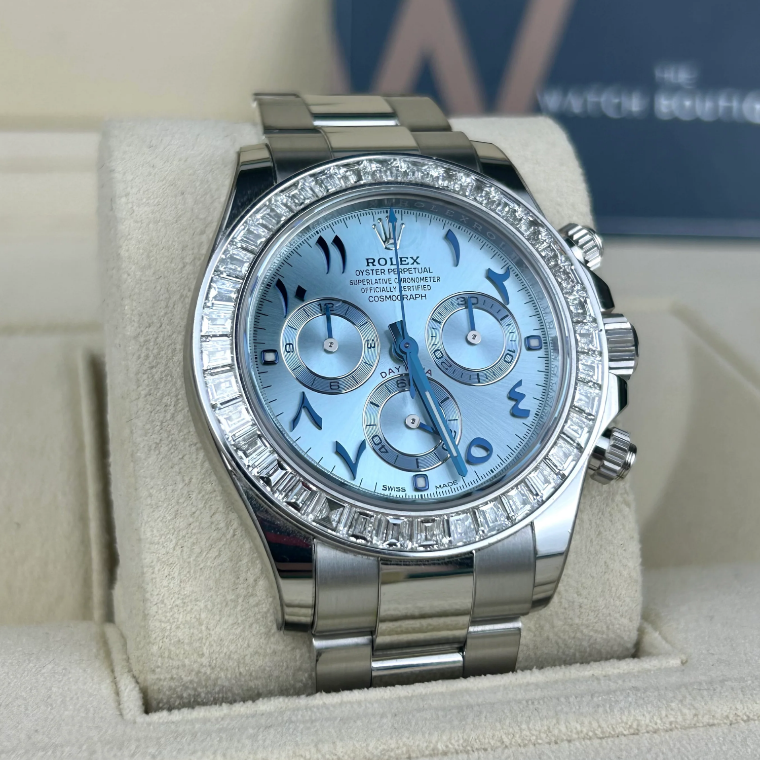 Rolex Daytona 40mm Baguette Diamond Bezel IceBlue Arabic Dial 116576TBR-0005 - Image 8