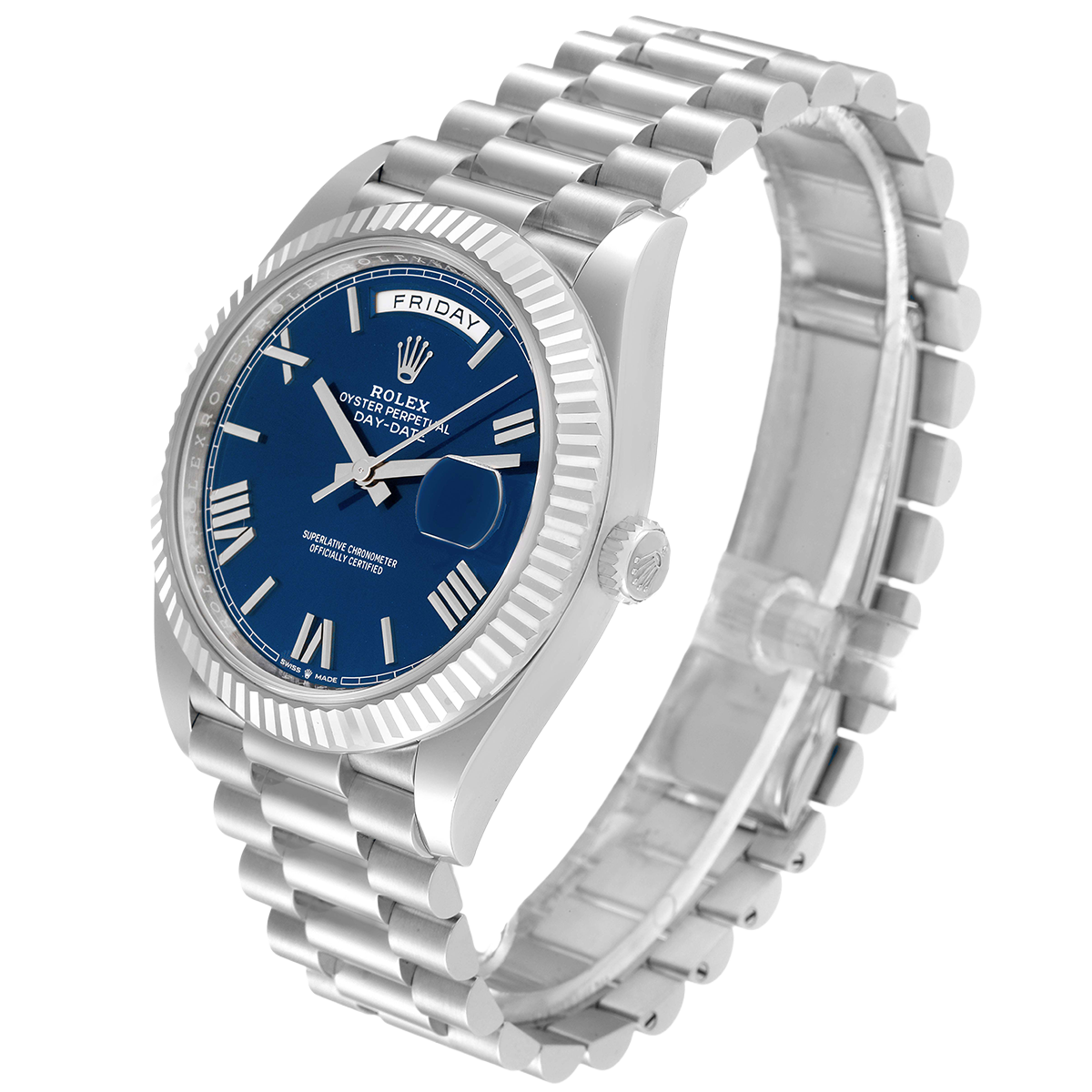 Rolex President Day-Date 40mm Blue Dial Platinum Mens Watch 228236 - Image 4