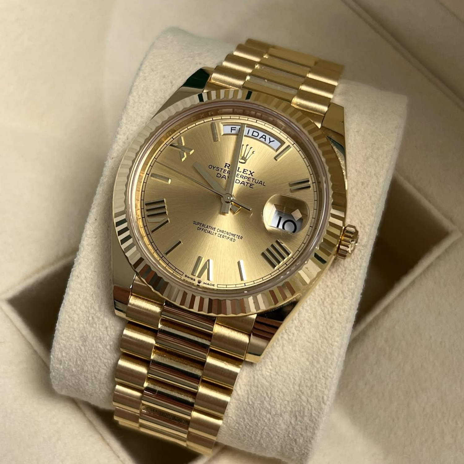 Rolex Day-Date 40mm Yellow Gold Champagne Roman Dial m228238-0006 - Image 6