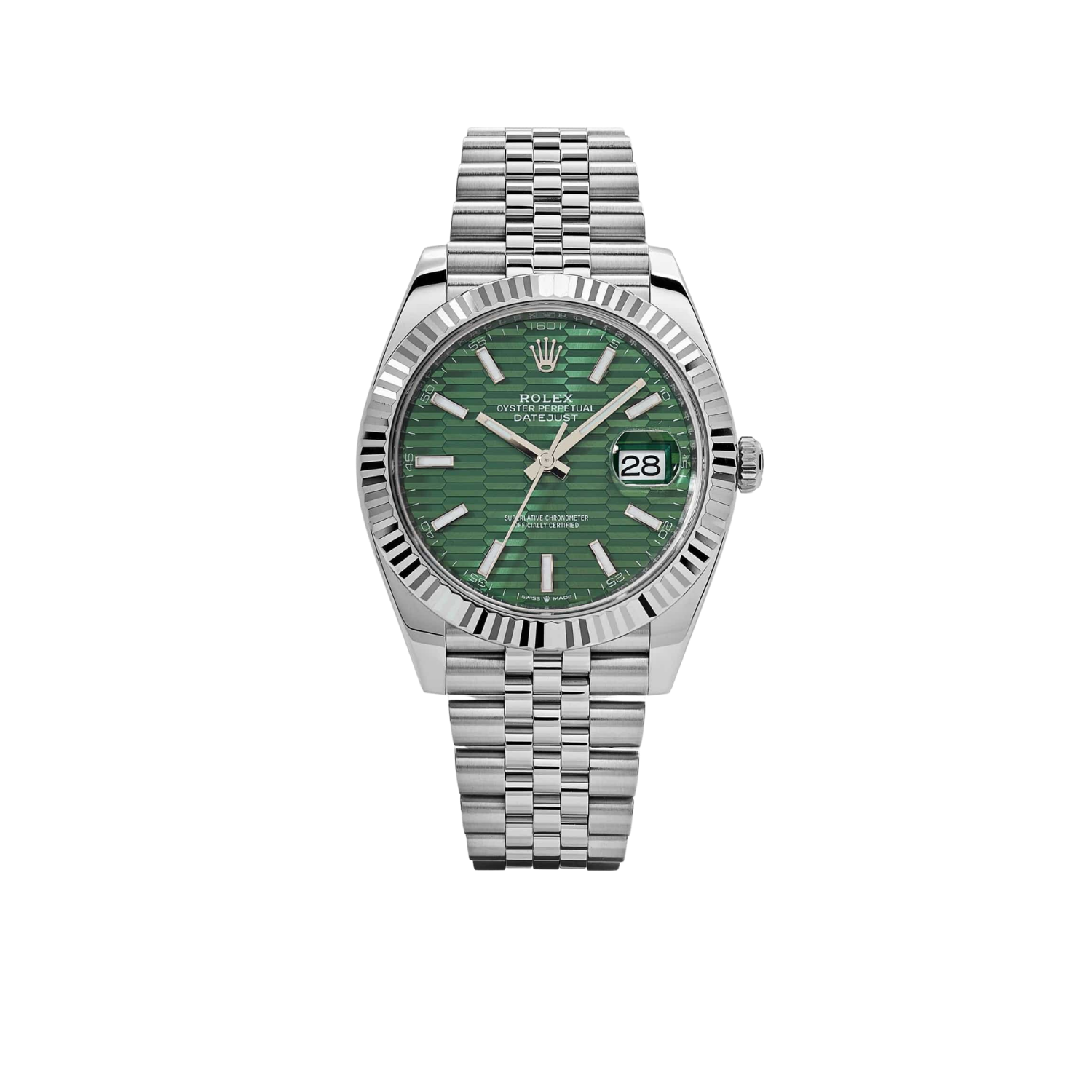 Rolex Datejust 41 126334 Stainless Steel Green Motif Dial Jubilee