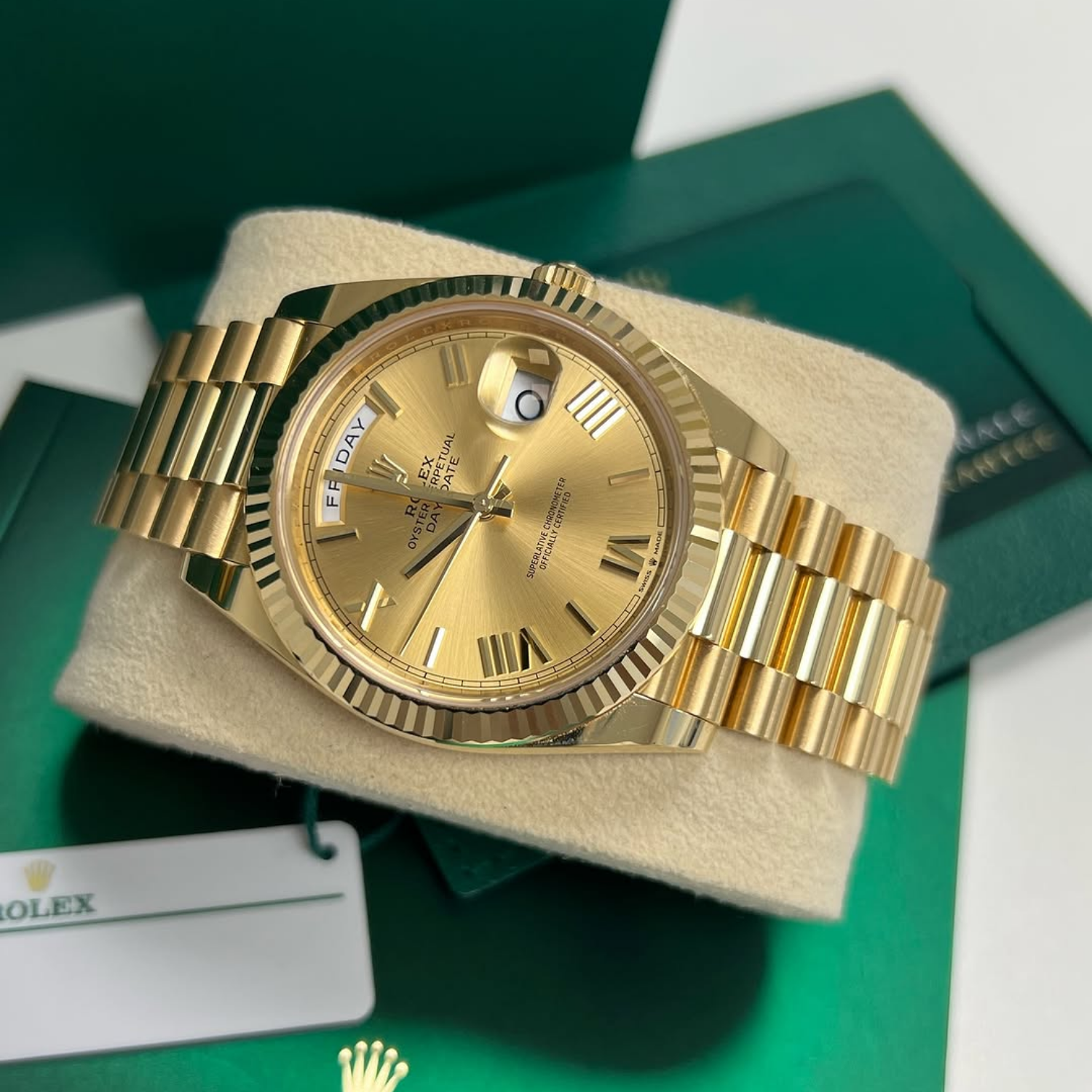 Rolex Day-Date 40mm Yellow Gold Champagne Roman Dial m228238-0006 - Image 8
