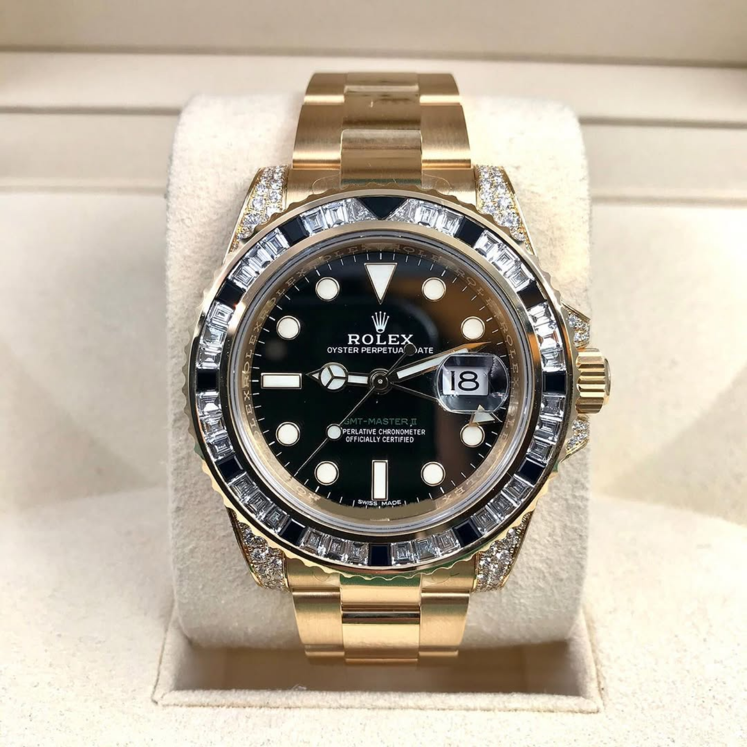 Rolex GMT Master II 18k Yellow Gold Diamond Black Sapphire 116758SANR - Image 4