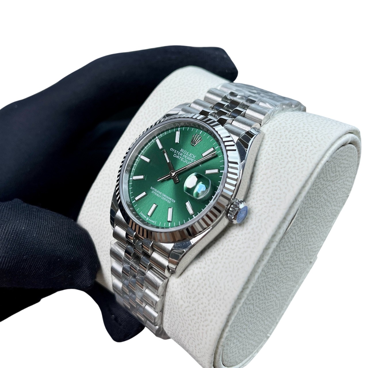Rolex Datejust 41mm Steel White Gold Mint Green Dial Mens Watch 126334-0028 - Image 3