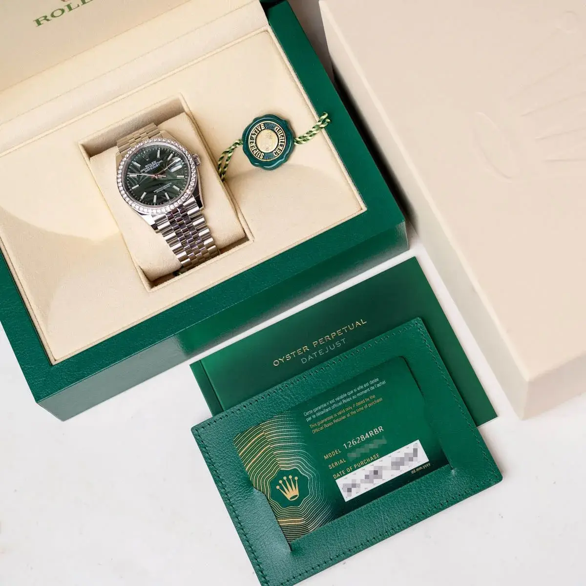 Rolex Datejust 36 M126284RBR-0039 ?C Olive Green Palm Motif Dial Diamond Bezel - Image 11
