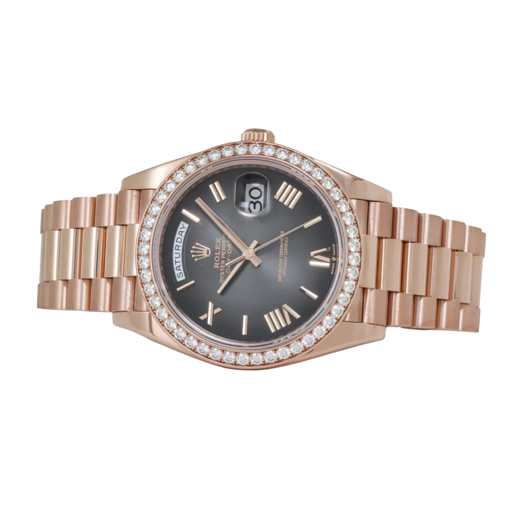 Rolex Day-Date 40 228345 Rose Gold Black Dial Diamond Bezel - Image 5