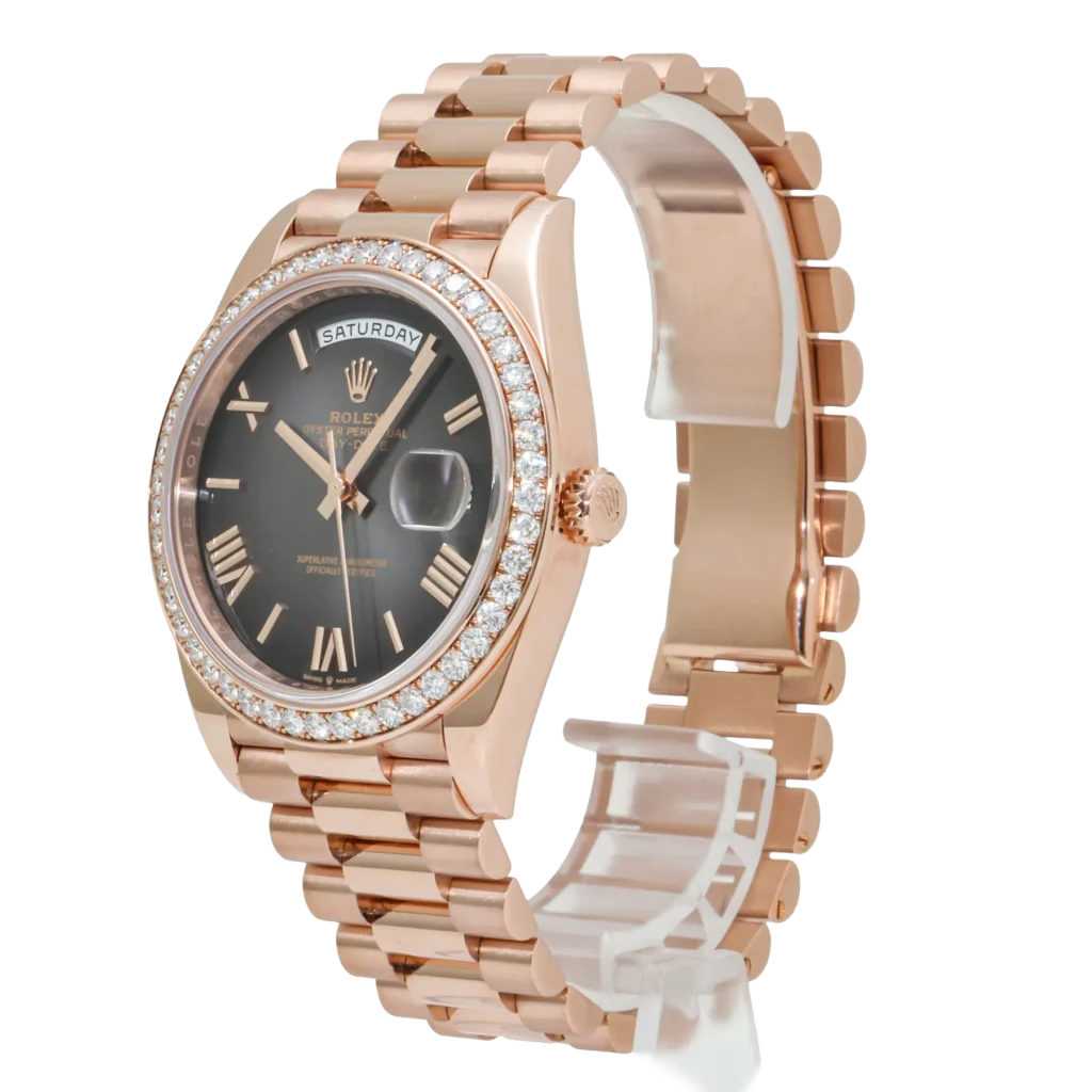 Rolex Day-Date 40 228345 Rose Gold Black Dial Diamond Bezel - Image 2