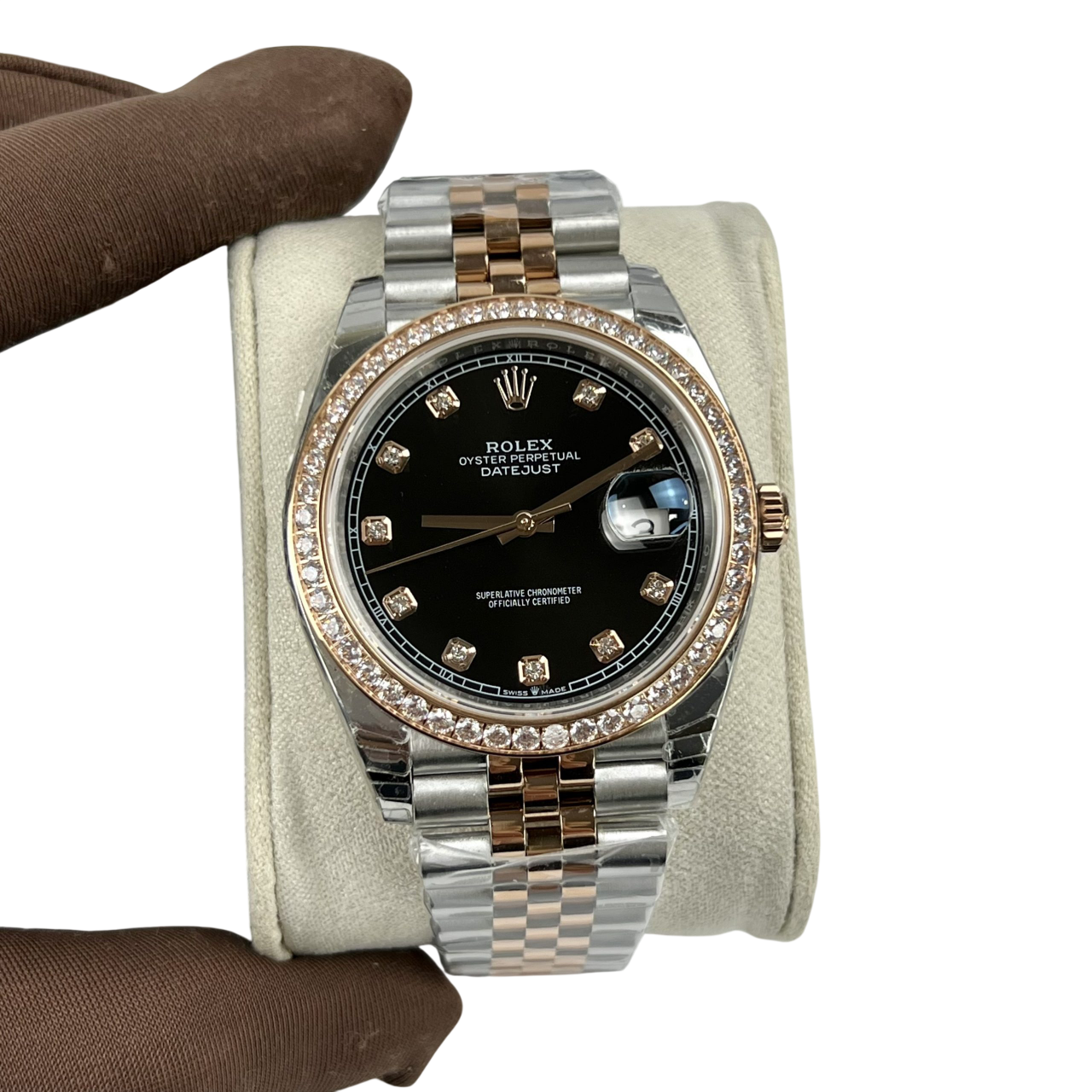 Rolex Datejust 36mm Black Dial Steel Yellow Gold Diamond Mens Watch 116243 - Image 3
