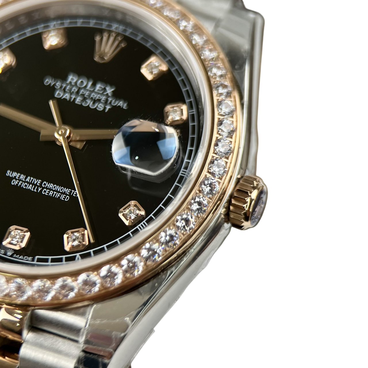 Rolex Datejust 36mm Black Dial Steel Yellow Gold Diamond Mens Watch 116243 - Image 4