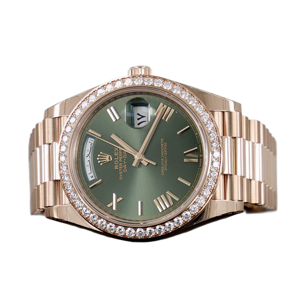 Rolex Day-Date President 40mm Everose Gold Olive Green Roman Dial Diamond Bezel ?C 228345RBR ?C New 2025 - Image 5