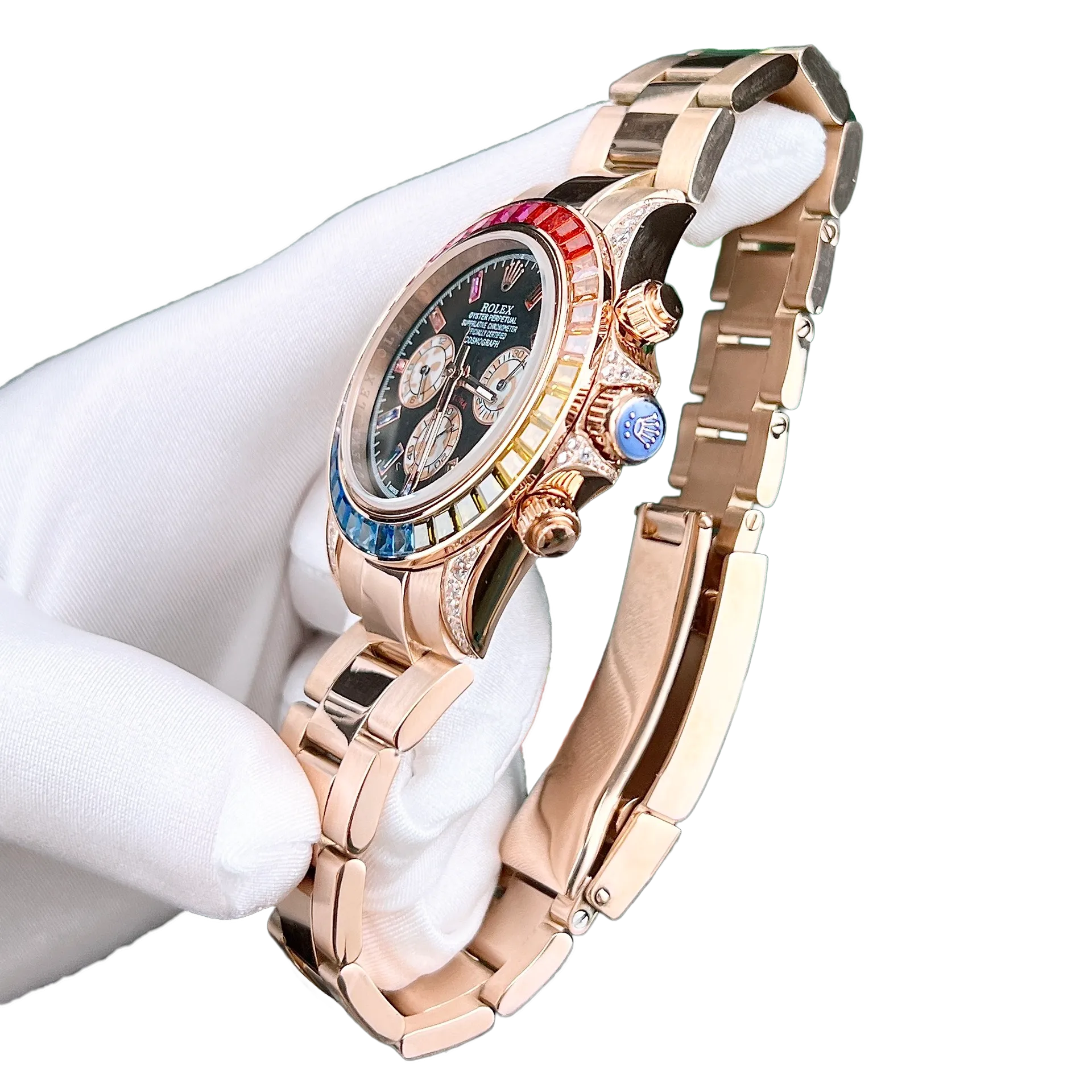 Rolex Daytona 116595RBOW Rainbow Rose Gold Black Dial Sapphire Bezel - Image 10