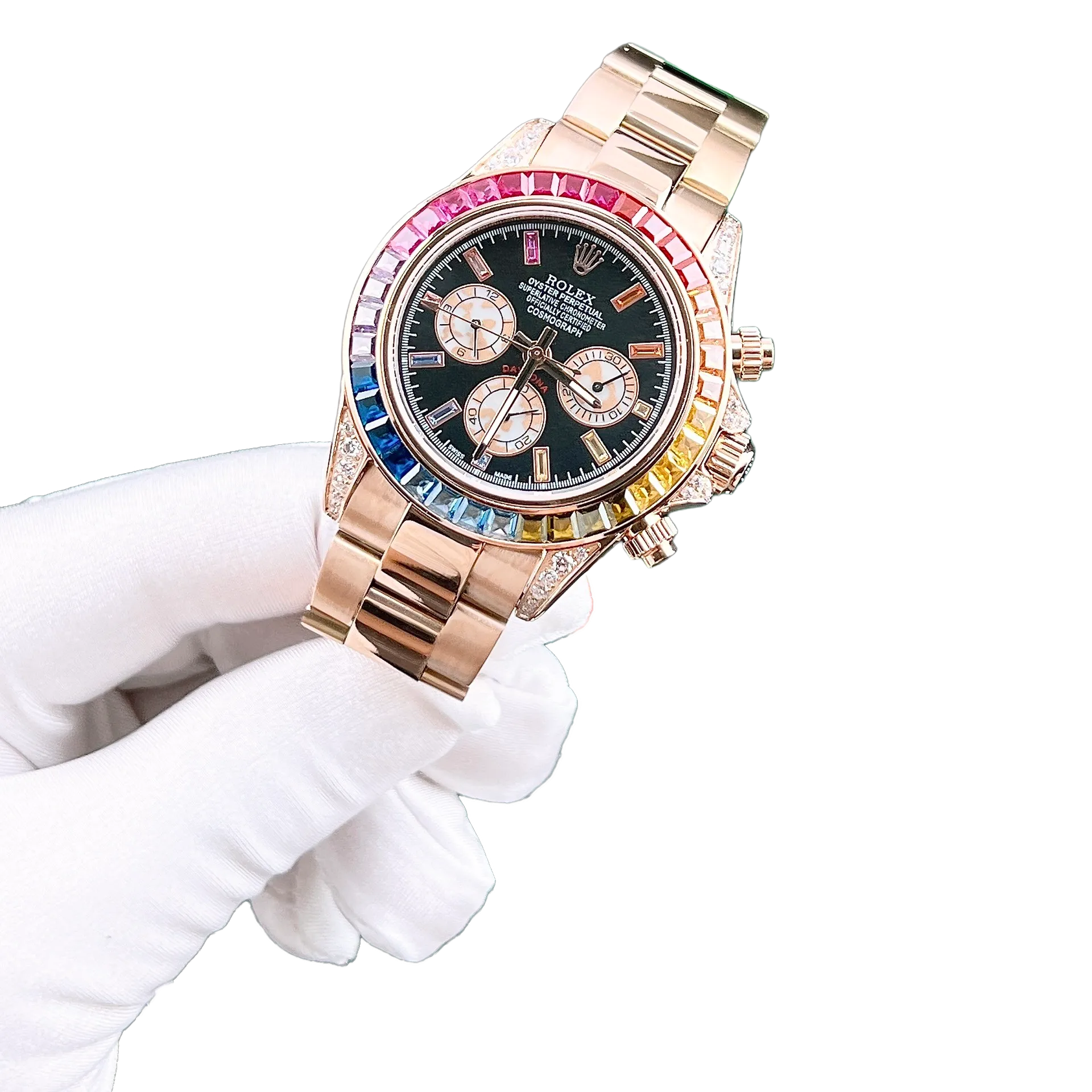 Rolex Daytona 116595RBOW Rainbow Rose Gold Black Dial Sapphire Bezel - Image 6